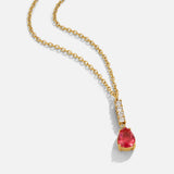 Naszyjnik Kryształowy Ruby w Kształcie Łzy