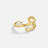 Pierścionek Geometric Gold & Pearl