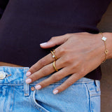 Pierścionek Geometric Gold & Pearl