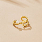 Pierścionek Geometric Gold & Pearl
