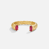 Różowy Kryształowy Pierścionek Cuff