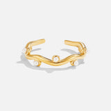 Pierścionek Wavey Pearl z 18K złota